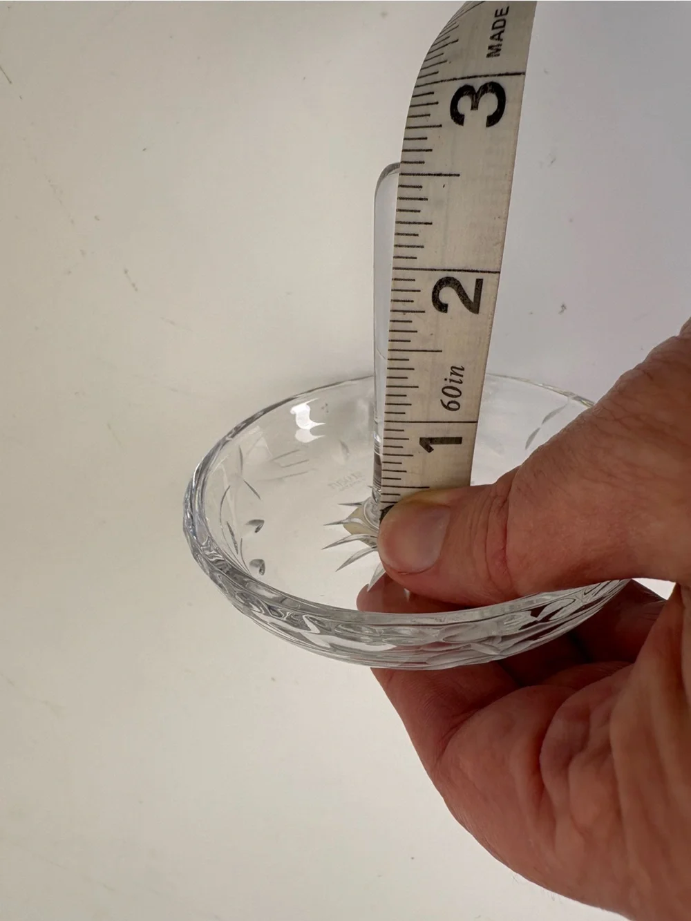 Hungarian Etched Crystal Clear Round Ring Holder Dish